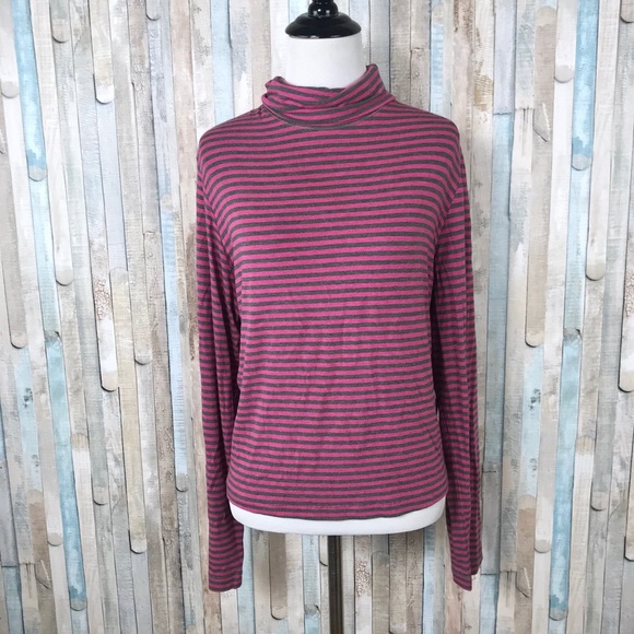 Saint James Tops - Saint James 16 Pink Striped Turtleneck Shirt Top
